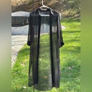 Express long black sheer duster